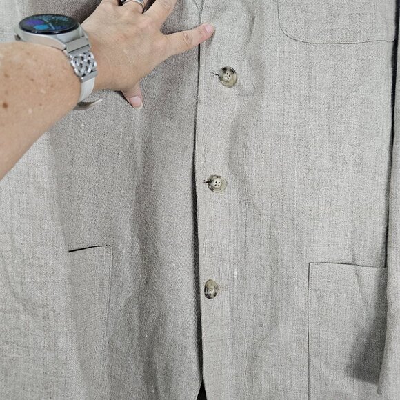 VTG J.Crew Oarsman Linen Blazer 42L Beige Neutral Classic Resort Summer Coastal - Picture 6 of 13